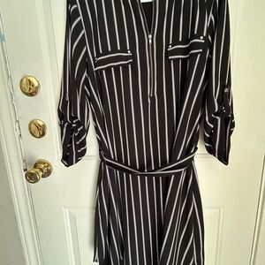 Chic Black and White Striped Dress